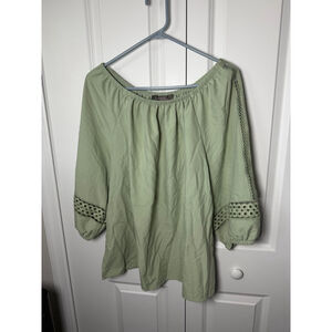 Olivia & Martin Green Off-Shoulder Blouse 1X